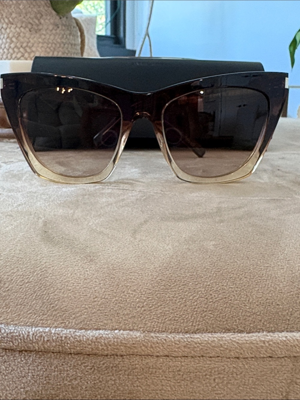 Saint Laurent Ombre Cat-Eye Sunglasses in Black and Brown Gradient - Picture 3 of 6